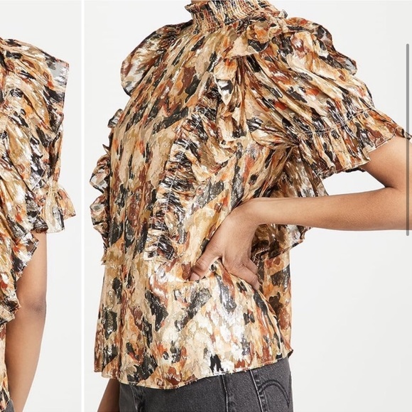 NWT Ba&sh Gilda Metallic Blouse Size 3 - Picture 7 of 9